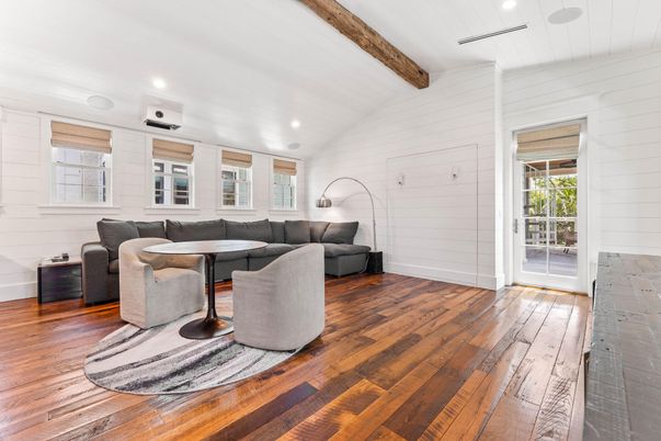 Interior, Living room, Recessed Lighting, Wooden Beams, Wood Texture Flooring