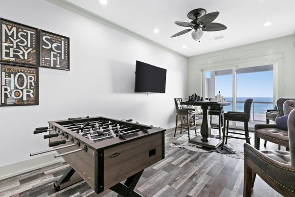 Game Room, Interior, Recessed Lighting, Water, Wood Texture Flooring