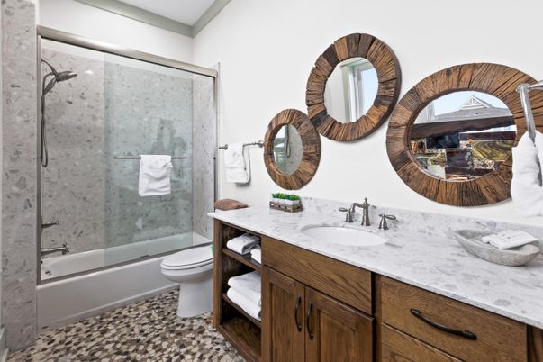 Bathroom, Dual Sink Vanities, Glass Shower, Interior