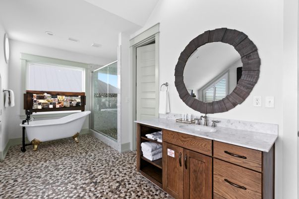 Bathroom, Dual Sink Vanities, Free Standing Baths, Glass Shower, Interior, Recessed Lighting