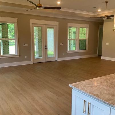 Empty room, Interior, Recessed Lighting, Wood Texture Flooring
