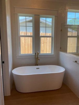 Bathroom, Free Standing Baths, Interior, Wood Texture Flooring