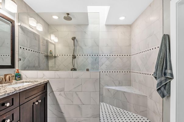 Bathroom, Interior, Marble Walls, Recessed Lighting