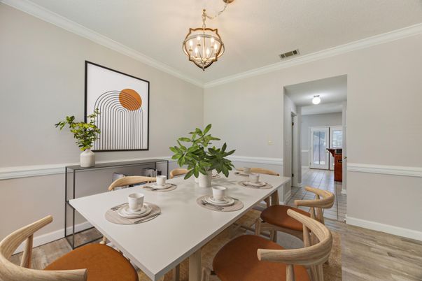Chandelier, Dining room, Interior, Wood Texture Flooring