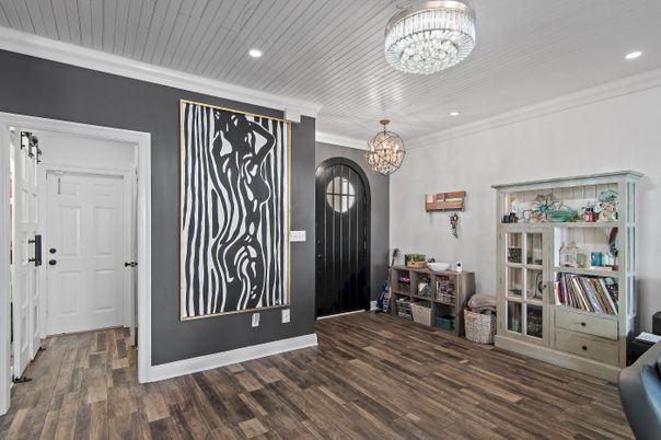 Chandelier, Interior, Recessed Lighting, Wood Texture Flooring