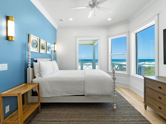 Bedroom, Interior, Recessed Lighting, Water, Wood Texture Flooring
