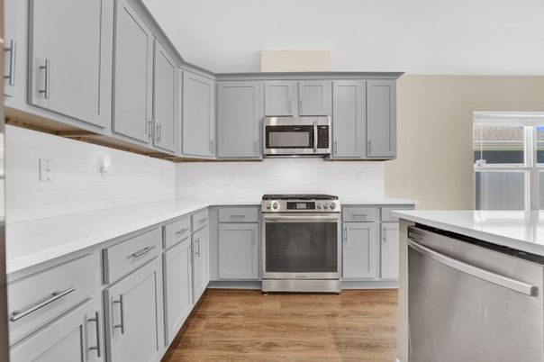 Interior, Kitchen, Stainless Steel Appliances, Wood Texture Flooring