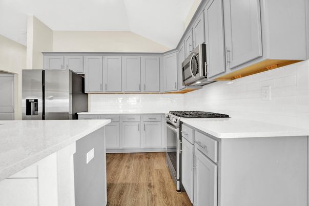Interior, Kitchen, Stainless Steel Appliances, Wood Texture Flooring