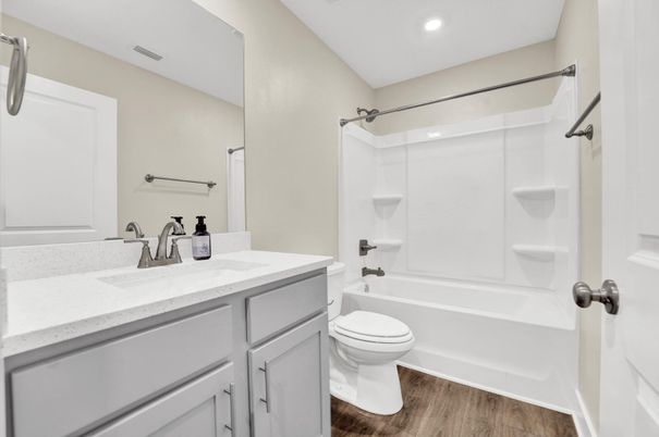 Bathroom, Interior, Recessed Lighting, Wood Texture Flooring