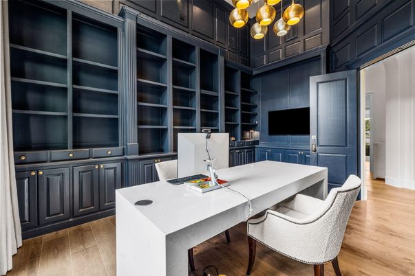 Chandelier, Home Office, Interior, Wood Texture Flooring