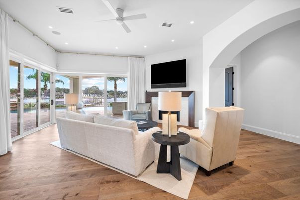 Interior, Living room, Recessed Lighting, Wood Texture Flooring