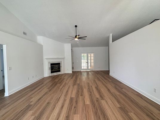 Empty room, Fireplace, Interior, Wood Texture Flooring