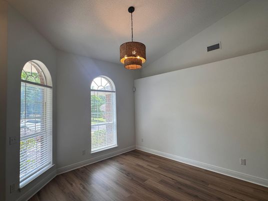 Chandelier, Empty room, Interior, Wood Texture Flooring