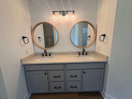 Bathroom, Dual Sink Vanities, Interior, Wood Texture Flooring