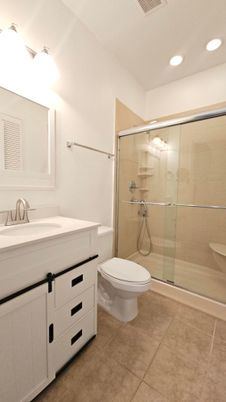 Bathroom, Glass Shower, Interior, Recessed Lighting