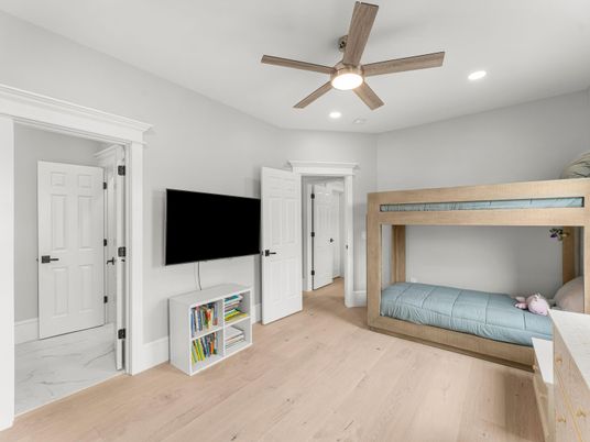 Bedroom, Interior, Marble, Recessed Lighting, Wood Texture Flooring