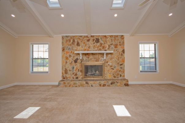 Empty room, Fireplace, Interior, Recessed Lighting