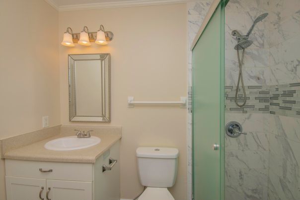 Bathroom, Glass Shower, Interior, Marble Walls