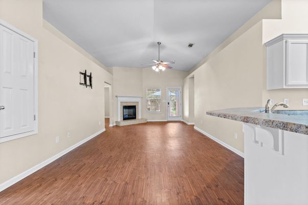 Empty room, Fireplace, Interior, Wood Texture Flooring