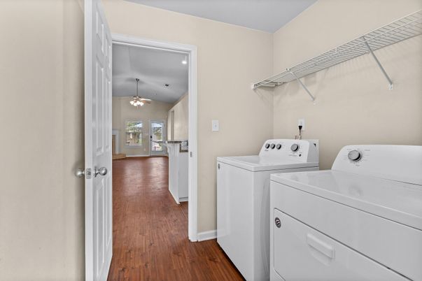 Interior, Recessed Lighting, Utility Closets, Washer, Wood Texture Flooring
