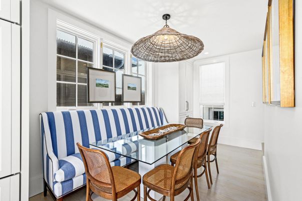 Dining room, Interior, Recessed Lighting, Wood Texture Flooring
