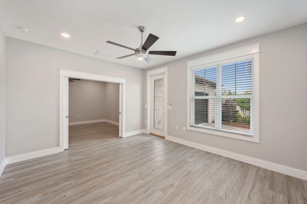 Empty room, Interior, Recessed Lighting, Wood Texture Flooring