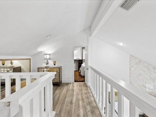 Interior, Marble Walls, Recessed Lighting, Wood Texture Flooring
