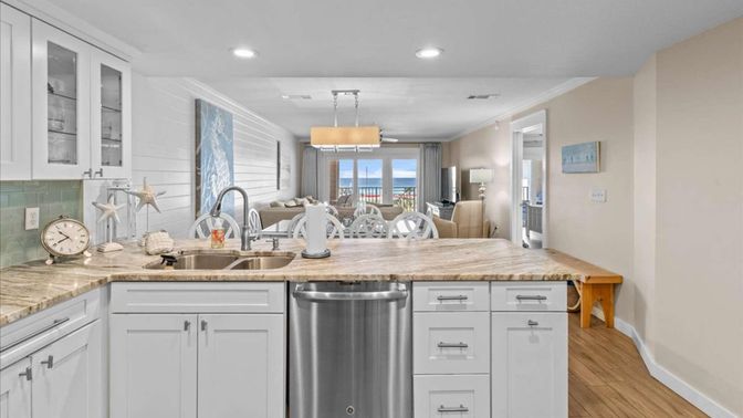 Interior, Kitchen, Living room, Pendant Lights, Recessed Lighting, Stainless Steel Appliances, Wood Texture Flooring