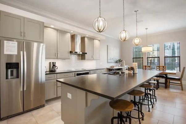 Dining room, Interior, Kitchen, Pendant Lights, Recessed Lighting, Stainless Steel Appliances