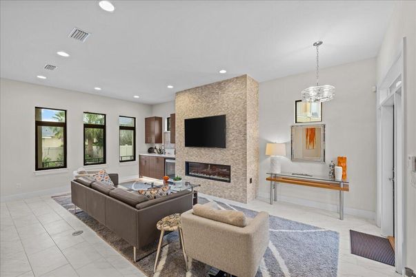 Fireplace, Interior, Living room, Pendant Lights, Recessed Lighting