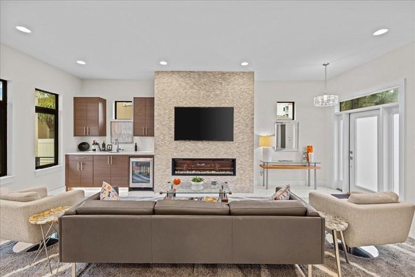 Fireplace, Interior, Living room, Pendant Lights, Recessed Lighting