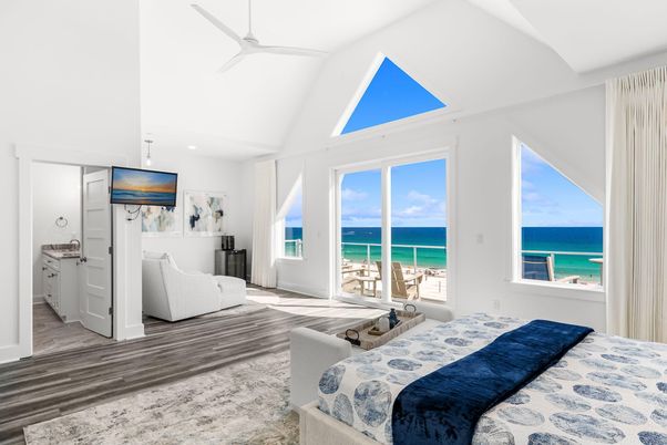 Bedroom, Interior, Recessed Lighting, Water, Wood Texture Flooring