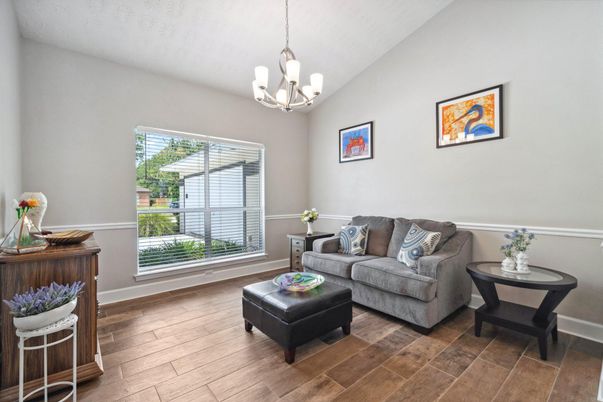 Chandelier, Interior, Living room, Wood Texture Flooring