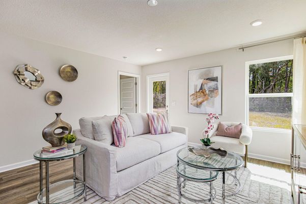Interior, Living room, Recessed Lighting, Wood Texture Flooring