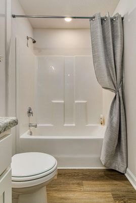 Bathroom, Interior, Recessed Lighting, Wood Texture Flooring