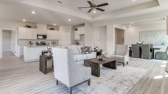 Dining room, Interior, Kitchen, Living room, Recessed Lighting, Stainless Steel Appliances