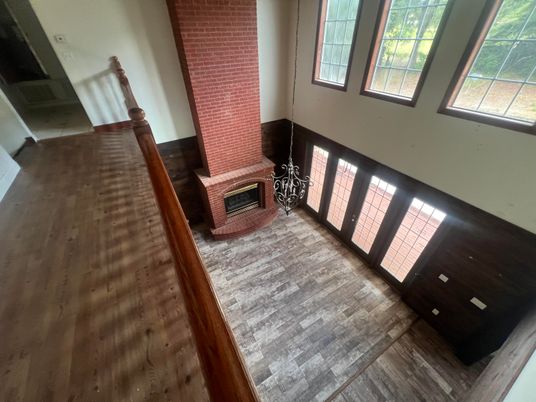 Fireplace, Interior, Stone Walls, Wood Texture Flooring