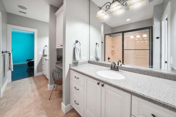Bathroom, Dual Sink Vanities, Glass Shower, Interior, Recessed Lighting