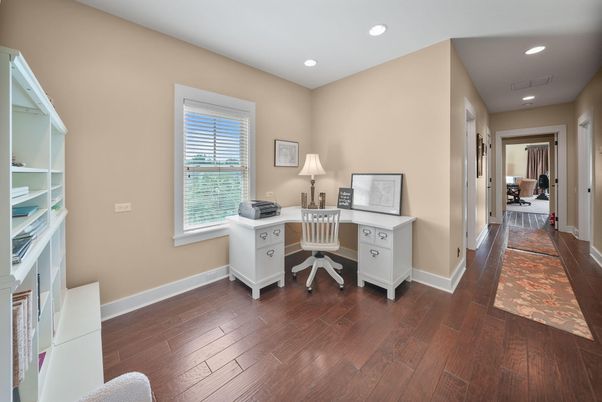 Home Office, Interior, Recessed Lighting, Wood Texture Flooring