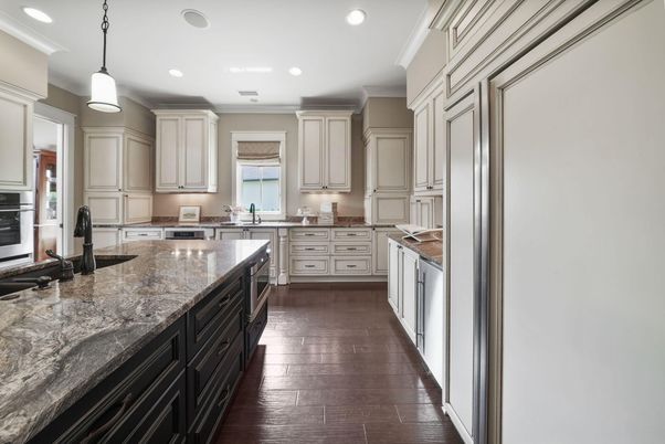 Interior, Kitchen, Pendant Lights, Recessed Lighting, Wood Texture Flooring