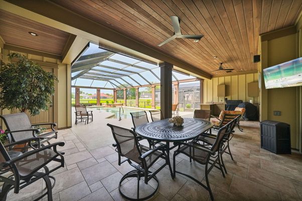 Dining room, Glass Ceilings, Interior, Pool, Recessed Lighting, Sun Room, Wooden Ceilings
