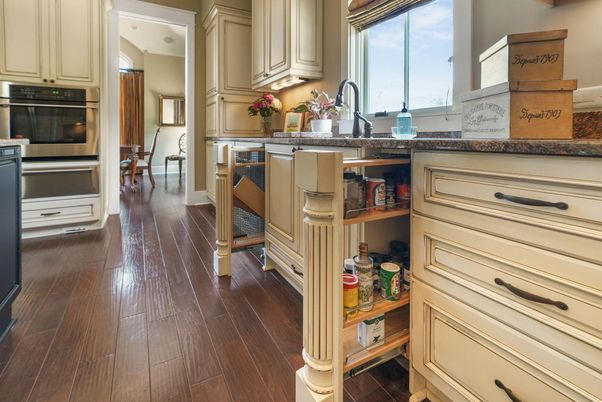 Interior, Kitchen, Stainless Steel Appliances, Wood Texture Flooring