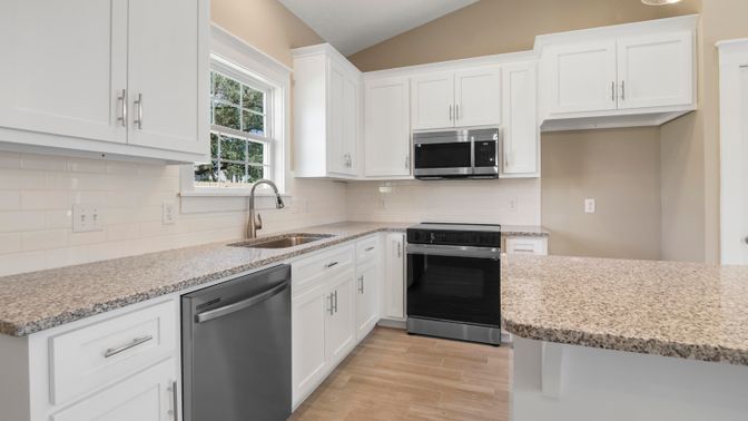 Interior, Kitchen, Stainless Steel Appliances, Wood Texture Flooring