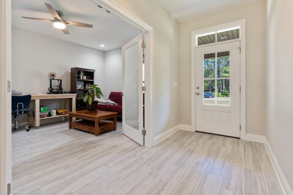 Home Office, Interior, Recessed Lighting, Wood Texture Flooring