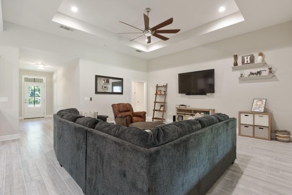Interior, Living room, Recessed Lighting, Wood Texture Flooring