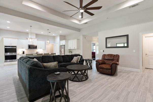 Interior, Kitchen, Living room, Pendant Lights, Recessed Lighting, Stainless Steel Appliances, Wood Texture Flooring