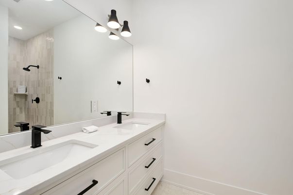 Bathroom, Dual Sink Vanities, Glass Shower, Interior, Recessed Lighting