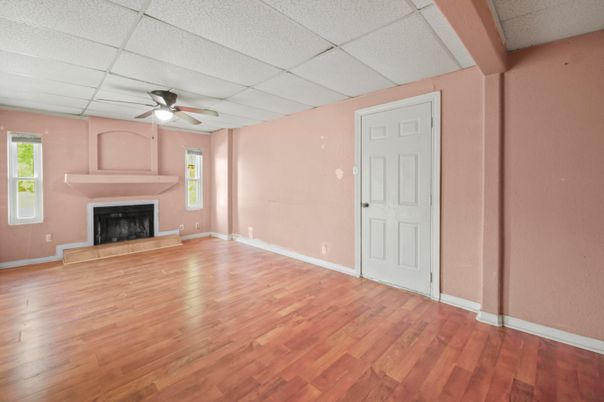 Empty room, Fireplace, Interior, Wood Texture Flooring