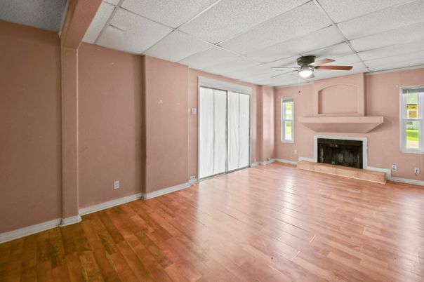 Empty room, Fireplace, Interior, Wood Texture Flooring