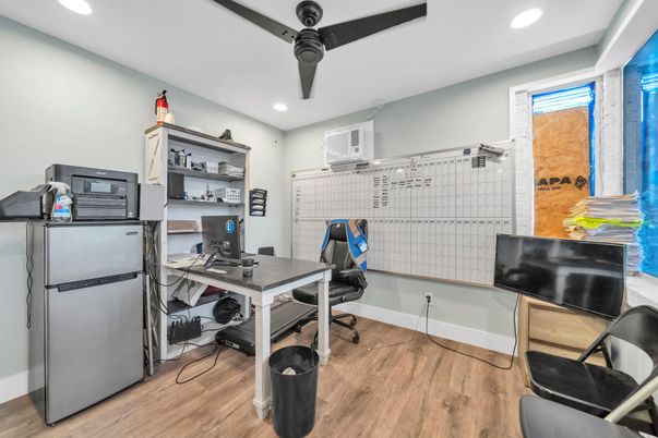 Home Office, Interior, Recessed Lighting, Wood Texture Flooring